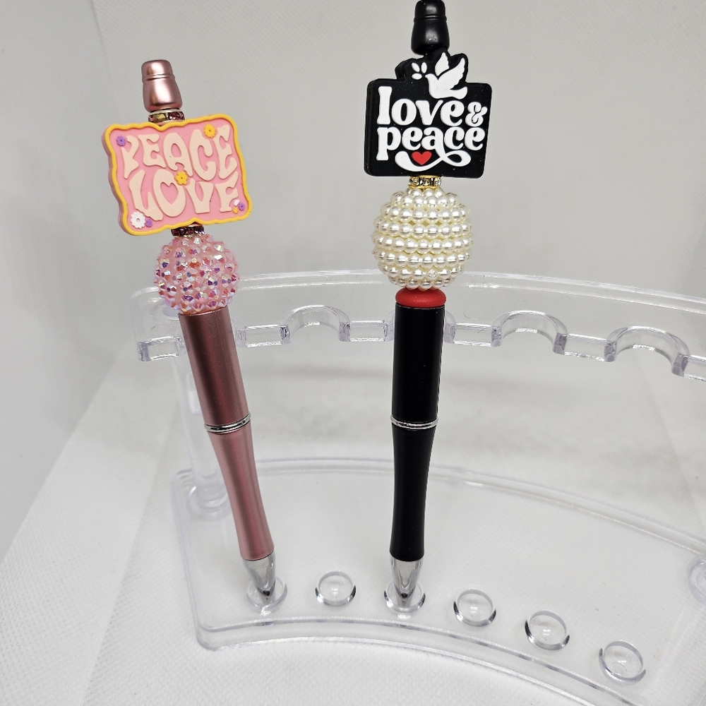 Peace & Love  Love & Peace Bling and Beaded Pen Black Ink